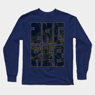 Zagreb, Croatia City Map Typography - Gold Art Deco Long Sleeve T-Shirt